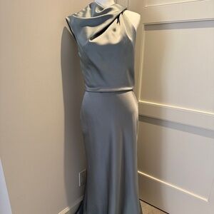 Amsale NWT Asymmetric Satin Gown Size 10 Jade